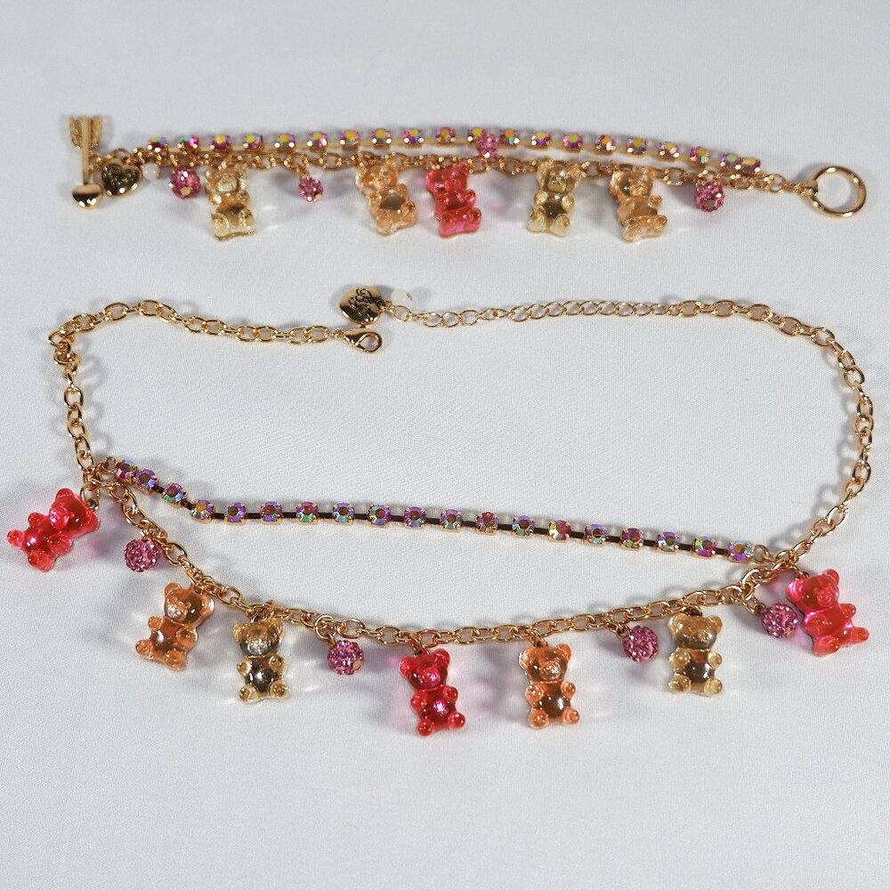 Betsey Johnson Pink Gummy Bear Necklace and Bracelet set!